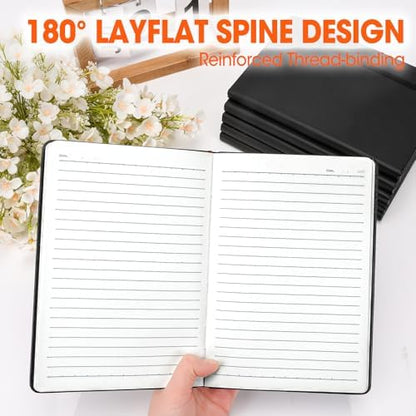 12 Pack Lined Journal Notebook for Work, 200 Pages, Medium 5.5 in x 8.3 in, A5 College Ruled, Hardcover Journaling Notebooks for Writing, Note Taking, Fit for Business Work School Home (Black)