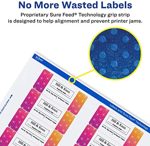 Avery® Matte White Rectangle Labels, Sure Feed® Technology, 1" x 4", 2,000 Matte White Printable Labels