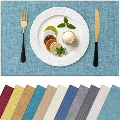 Homaxy Cloths Placemats for Dining Table Set of 8, 13" x 19", Aqua
