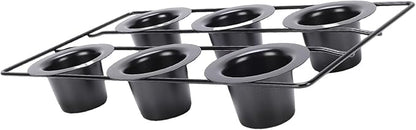 6 Cup Popover Pan, Non Stick Carbon Steel Bakeware, Wire Rack Baking Pan with Even Baking Function, Ideal for Popovers & Muffins