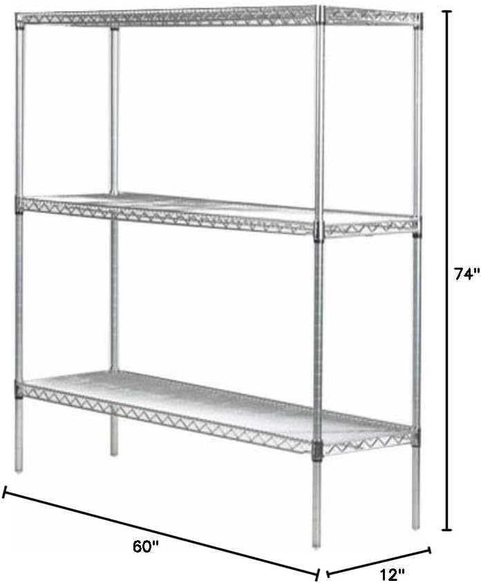 Omega 12" Deep x 60" Wide x 74" High 3 Tier Gray Starter Shelving Unit
