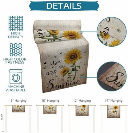 You are My Sunshine Table Runner Dresser Scarf 13 x 36 Inch Vintage Sunflowers Newspaper Texture Table Runners Non-Slip Heat Resistant Kitchen Dining Table Decor for Home Holidays Indoor Outdoor