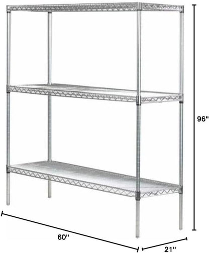 Omega 21" Deep x 60" Wide x 96" High 3 Tier Chrome Starter Shelving Unit