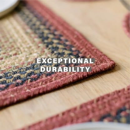 Homespice Highland Braided Placemats for Cabin Decor, Rect 13x19 Set of 6