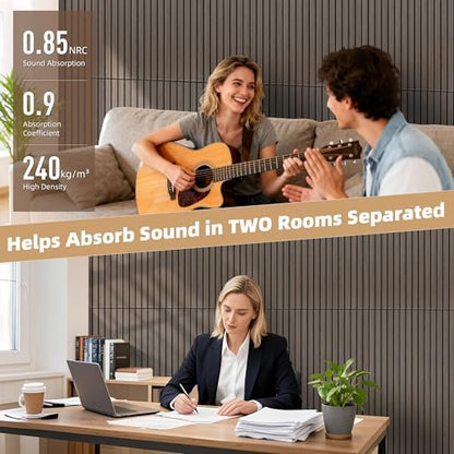 TO-TH 10 Pack Soundproof Panels Wood Look Noise Reducing Wall Panel, walnut