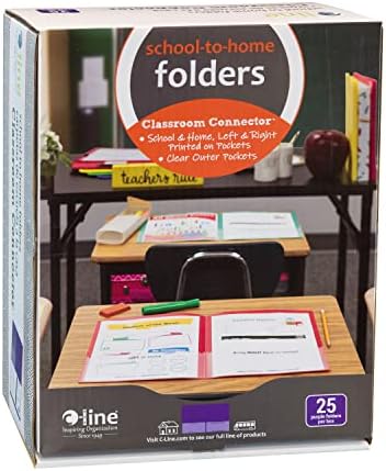 C-Line Classroom Connector School-to-Home Folders, Purple, 25 per Box (32009) (Pack of 6)