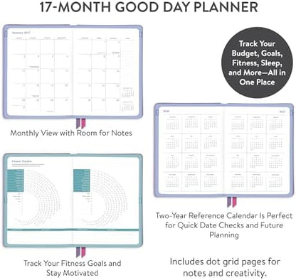 Orange Circle Studio Vibrant Poppies 2027 Good Day Monthly Planner 17-Month Hardcover, 5.5" x 7.75", Lay-Flat Coptic Binding,100 GSM Acid-Free Paper, Monthly Calendar, Dot Grid Notes, Desk Planner Set