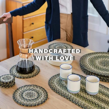 Homespice Pinecone Braided Table Runner Ideal as Dining Runner, Oval 11x36