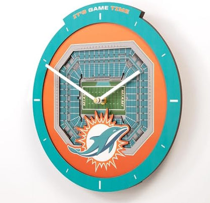 YouTheFan NFL Miami Dolphins StadiumView 3D Wall Clock