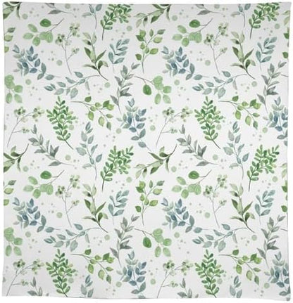 Sage Leaves Tablecloth, Watercolor Spring Floral Green Eucalyptus Leaf Print Table Cover for Farmhouse Kitchen Dinning Indoor Outdoor Party Decor 60x110in
