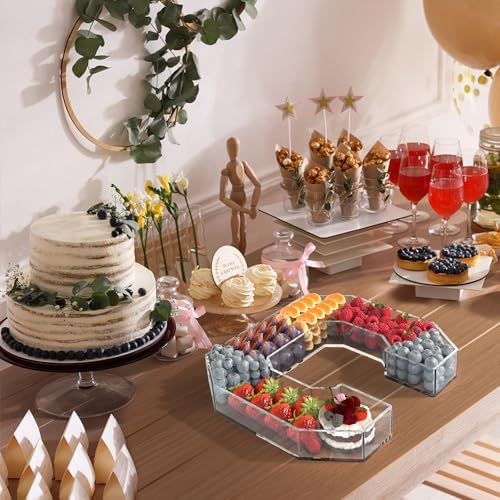 11" Acrylic Letter Charcuterie Tray,Fillable Alphabet & Number Box(Letter C)