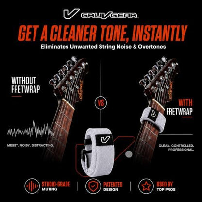 Gruv Gear Fret Wrap & Guitar Mute, Fretwrap for Acoustic, Electric & Bass | String Dampener Recording, Tapping & Practice Accessory (1 Pack, Extra Large Off-White, Fits 7-12 String Bass, Extended