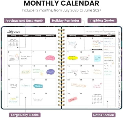 ZOTIA Planner 2026-2027 Jul 2026-Jun 2027 Academic Monthly & Weekly Planner