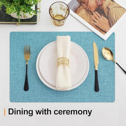 Homaxy Cloths Placemats for Dining Table Set of 8, 13" x 19", Aqua