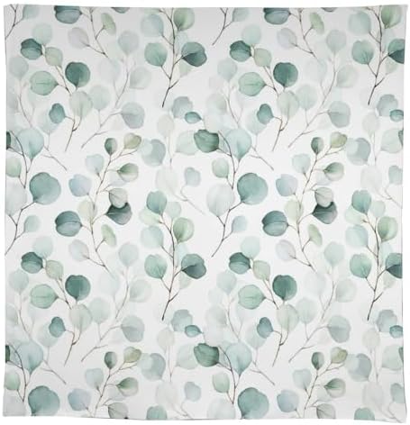 Eucalyptus Leaf Tablecloth, Spring Botanical Sage Green Watercolor Floral Plant Branches Print Table Cloth for Home Kitchen Dining Outdoor Patio Wedding Decor 60x110in