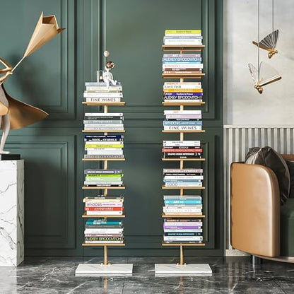 Modern Open Vertical Bookcase,Invisible Floating Storage Rack,Narrow Floor Standing Organizer for Small Spaces,Black-115cm/45.3in