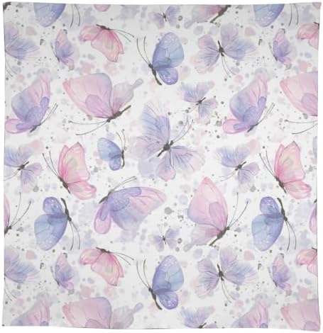 Purple Butterfly Tablecloth, Watercolor Pink Butterfly Abstract Cartoon Print Table Cloth for Farmhouse Kitchen Dinning Room Picnic Parties Home Decor 60x110in