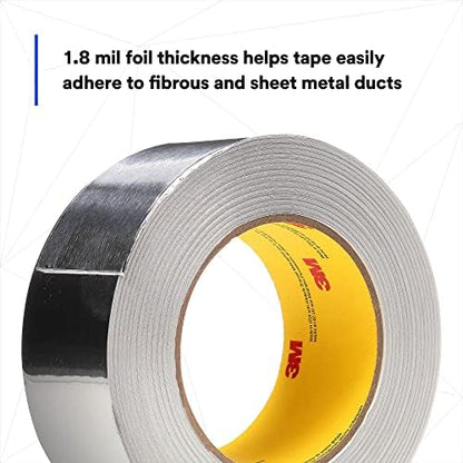 3M Aluminum Foil Tape 3380, Silver, 48 mm x 45 m, 3.25 mil, 1 Roll
