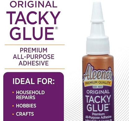 Aleene's Original Tacky Glue Mini-Bottle, All Purpose Adhesive, Perfect for Crafts and DIY Projects, Dries Fast and Clear, .66 fl oz 18-Pack