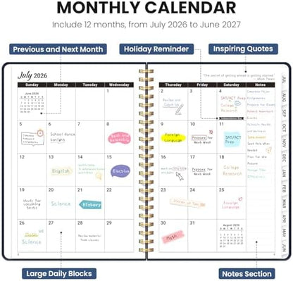 Planner 2026-2027, A5 (6.3" x 8.5") Hardcover Weekly & Monthly Planner July 2026 - June 2027 with Monthly Tabs, Academic Planner for School, Work and Office, Golden Butterfly