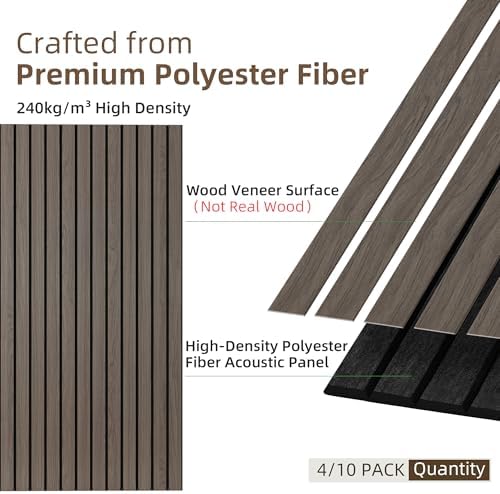 TO-TH 10 Pack Soundproof Panels Wood Look Noise Reducing Wall Panel, walnut