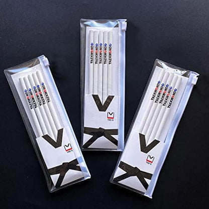 TAE-S Taekwondo Gift Pencils HB with Eraser & PVC Case, White (30 Count)