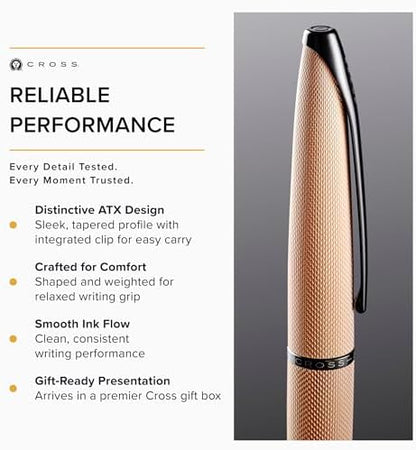 Cross ATX Brushed Rose Gold Ballpoint Pen, Medium Point, Black Ink