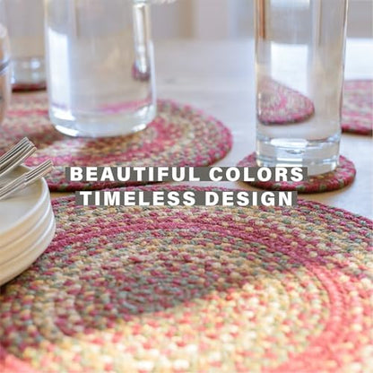 Homespice Cider Barn Braided Placemats for Rustic Decor, Round 15" Set of 2