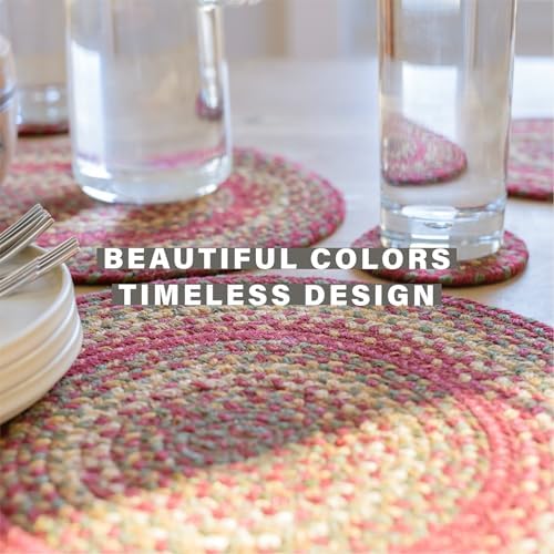Homespice Cider Barn Braided Placemats for Rustic Decor, Round 15" Set of 6