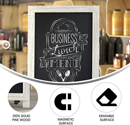 Flash Furniture 12x17 Tabletop Magnetic Chalkboard, Whitewashed, 10-Pack