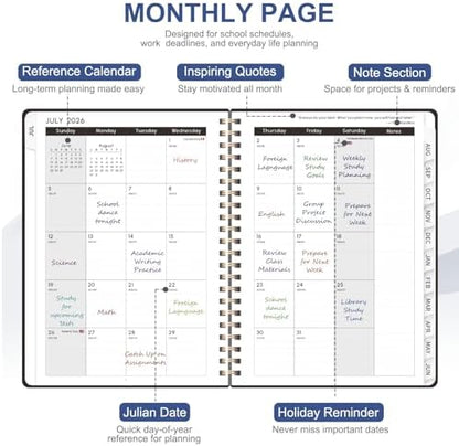 Planner 2026-2027, Weekly and Monthly Academic Planner, July 2026 - June 2027, Hardcover Calendar Agenda Book for School Year Planning, School Supplies for Teacher and Student, A5(6.3'' x 8.5'')