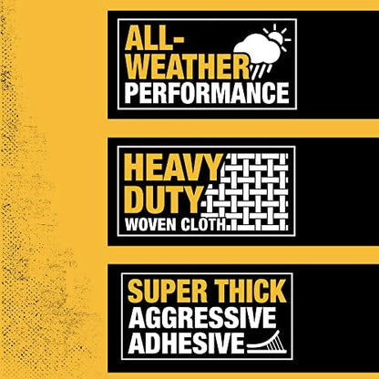 DEWALT Ultra Tough Duct Tape, 1.88 in x 10 yd, Heavy Duty, Ultra Strong, Aggressive Adhesive, All-Weather, 12-Pack, Black