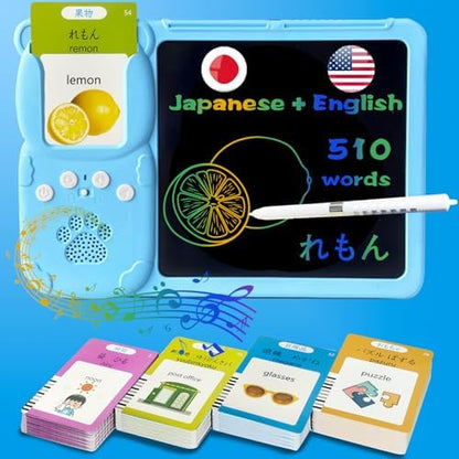 Writing Drawing Tablet with Talking Flash Cards - Japanese Blue