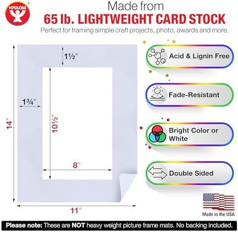 Hygloss 24 Pack Paper Picture Frames, White cardstock Photo Frame 11x14-Inch, Papers Frames to Decorate for Wedding Birthday DIY Classroom Crafts and Decorations