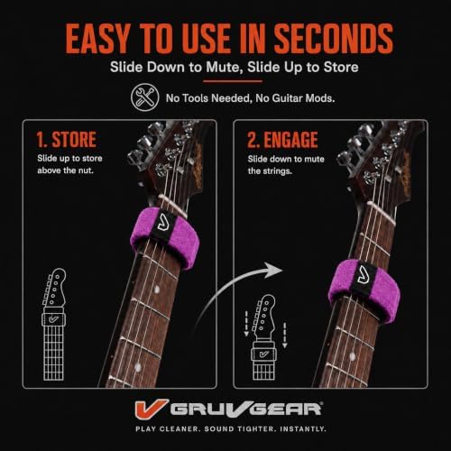 Gruv Gear Fret Wrap & Guitar Mute, Fretwrap for Acoustic, Electric & Bass | String Dampener Recording, Tapping & Practice Accessory (1 Pack, Small Purple, Fits 4 String Bass, 6 String Guitar)