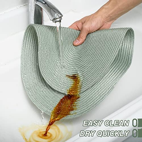 AHHFSMEI Placemats Set of 4 for Dining Table Washable Woven Non-Slip 18x12 inches Placemat Heat-Resistant Durable Table Mats for Dining Table Easy to Clean (Sage Green, 4)