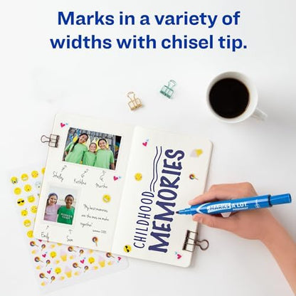 Avery Marks A Lot Permanent Markers, Chisel Tip, 12 Blue Markers