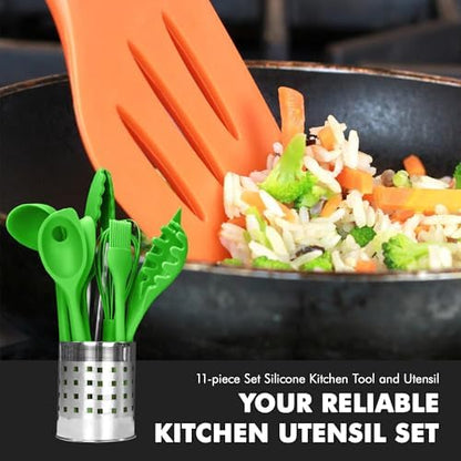 Chef Craft Premium Utensil Set Kitchen, Green, 11 Piece Set (42107)