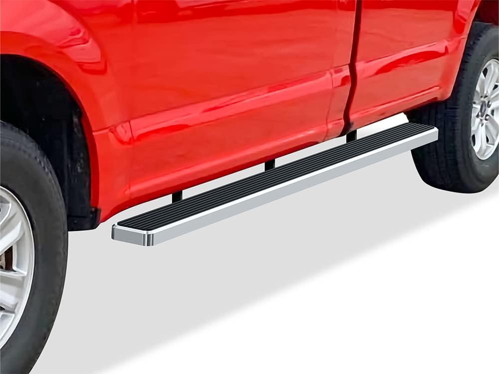 APS (Polished 304 Stainless Steel 5in Wheel to Wheel) Running Boards Nerf Bars Side Steps Compatible with Ford F150 2015-2025 Regular Cab 6.5ft Bed & F-250 F-350 Super Duty 2017-2025