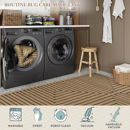 Lahome Neutral 3x5 Outdoor Rug, Black Easy Jute Entry Front Door Rug