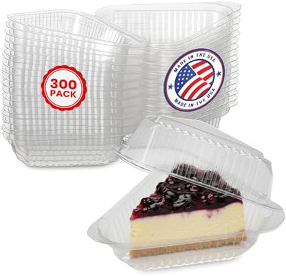 MT Products Plastic Cake Slice Containers – Medium Deep Cheesecake & Pie Slice Food Clear Containers (Pack of 300) – Made in the USA