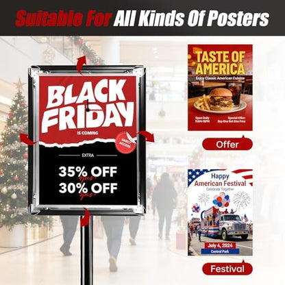6Pack Sign Holder Stand-8.5x11 inch，Adjustable Sign Stands For Display，Heavy Duty Floor Standing Sign Holder Stand Aluminum for Retail Store，Museum，Volunteer Cctivities（Black）
