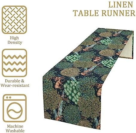 William Morris Original Design Green Table Runner Vintage Flowers Table Runner for Dining Table Decor 13 x 120 Inch