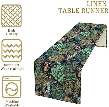 William Morris Original Design Green Table Runner Vintage Flowers Table Runner for Dining Table Decor 13 x 120 Inch