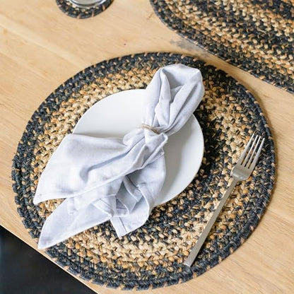 Homespice Kilimanjaro Jute Braided Placemats, Round 15" Set of 2