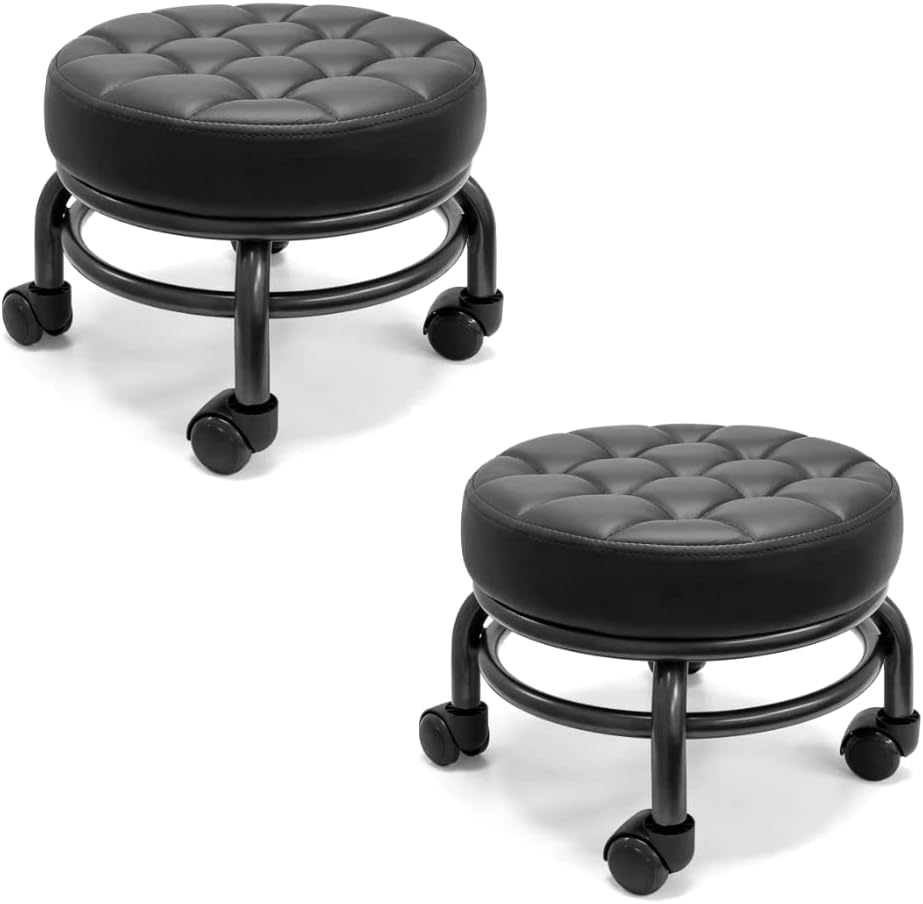A&A Rolling/Scoot Stool | Comfortable | Heavy-Duty/Sturdy | 360 Degree Rotating | Low to Ground Acubest (2)