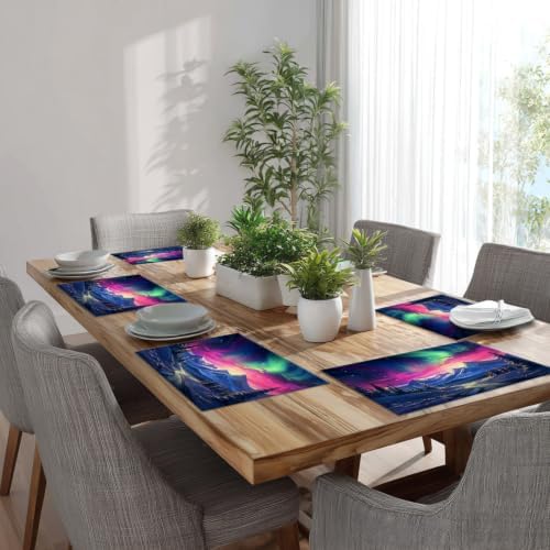Batmerry Vintage Christmas Linen Placemats Set of 8, Cozy Fireplace Scene Washable Table Mats for Kitchen Table Thickened Heat Insulation Dining Set Indoor Outdoor 12X18 in