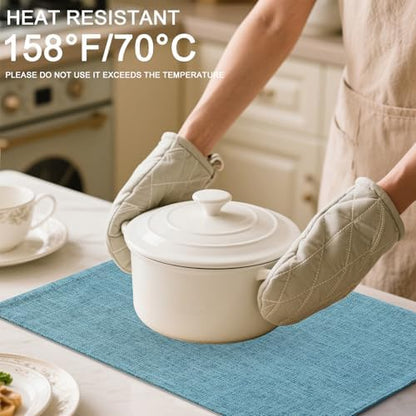Homaxy Cloths Placemats for Dining Table Set of 8, 13" x 19", Aqua