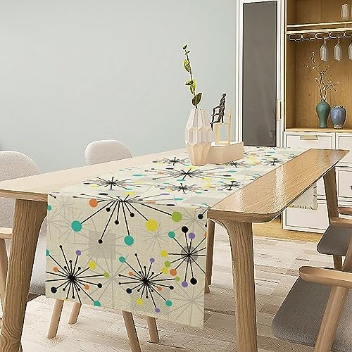 Mid Century Geometric Table Runner,Table Runners for Kitchen Dining Modern Tables Decor Decoration for Kitchen Family Dinner Table Holiday Party Farmhouse 13 x 70 Inch
