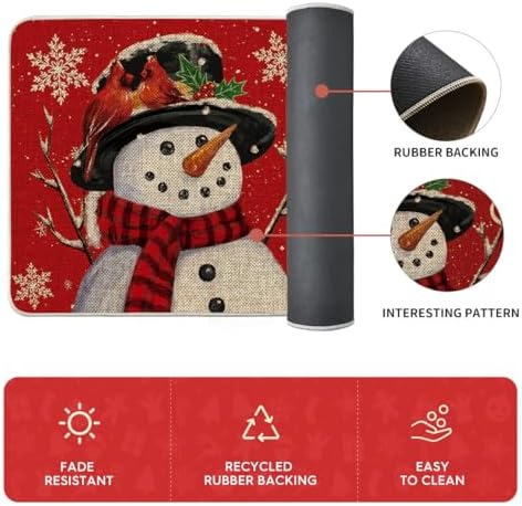 Artoid Mode Snowman Let It Snow Snowflake Christmas Kitchen Mats Set of 2, Winter Home Decor Low-Profile Kitchen Rugs for Floor - 17x29 and 17x47 Inch